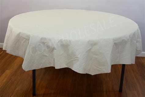 Ivory Eggshell Plastic Backed Paper Lined Tablecloths 54 X 108 Black
