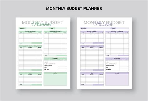Personal Monthly Budget Plan Printable Budget Planner Templates