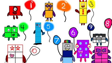 10 Balloons For 10 Numberblocks 1 10 By Mjegameandcomicfan89 On
