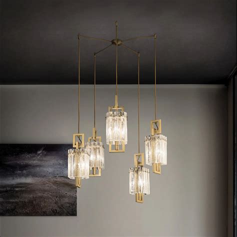 Modern Gold Ceiling Pendants With Glass Panels Inspired By Rock Crysta Italian Lighting Centre