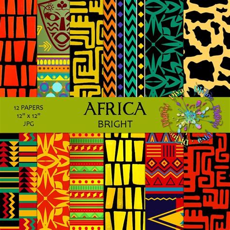 Africa Bright Colors African Kente Patterns Digital Paper Etsy
