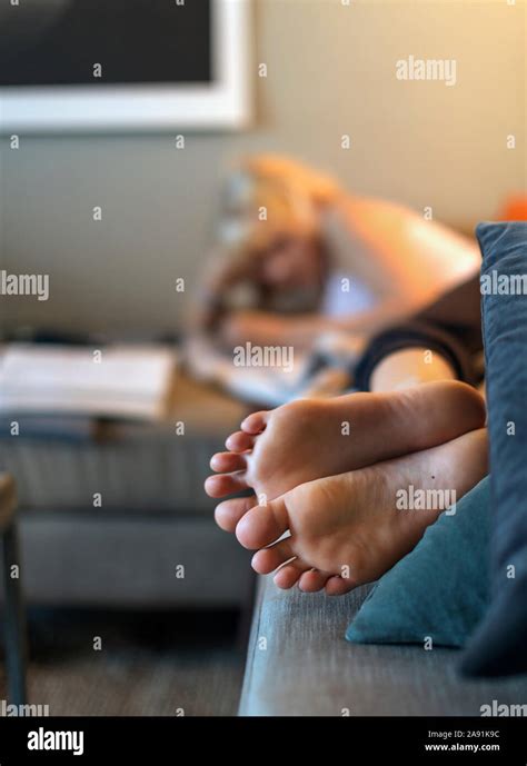 Girls Feet And Sofa Hi Res Stock Photography And Images Alamy