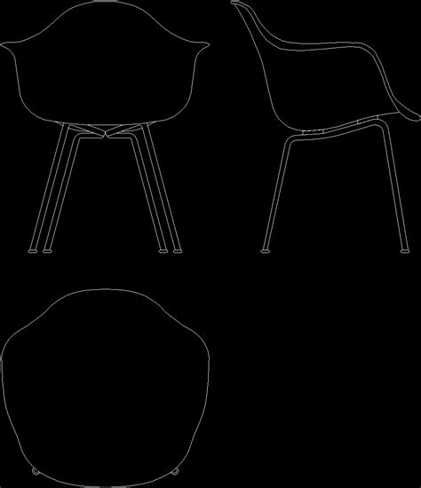 Charles Eames Plastic Shell Chair 1948 Dwg Block For Autocad
