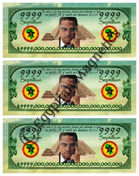 Ancestor Money Joss Paper Septillion Malcolm X Printable Etsy