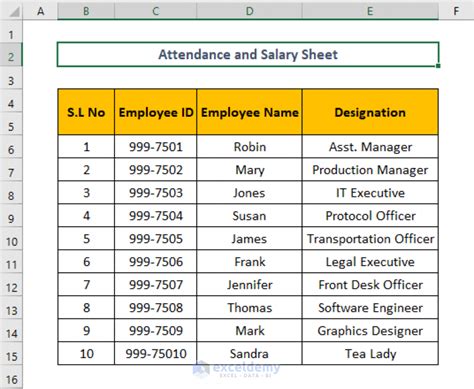 Attendance Sheet With Salary In Excel Format With Easy Steps