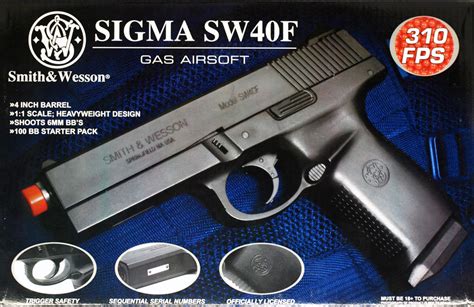 Smith And Wesson Sigma Sw40f Green Gas Airsoft Hand Gun