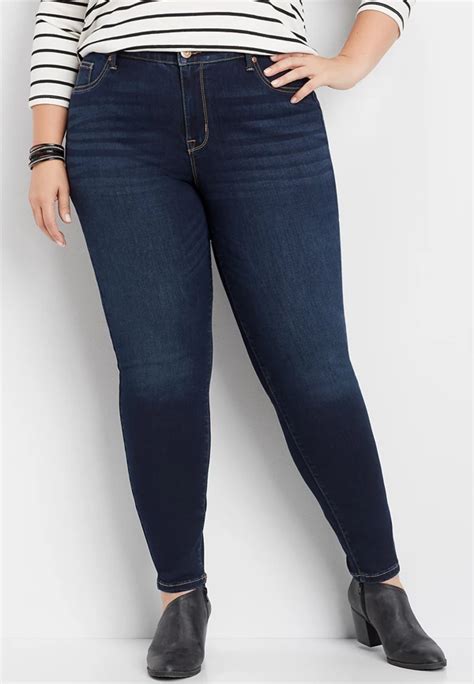 plus size high rise dark wash jegging made with repreve® maurices