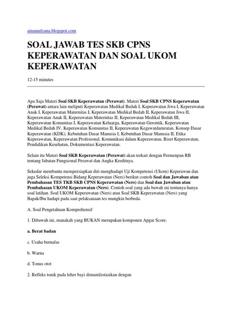 Memahami contoh soal asesmen psikologi merupakan hal yang cukup penting bagi anda yang sedang mempersiapkan diri mengikuti tes psikotes pada perusahaan. Materi Skb Perawat Puskesmas - Kumpulan Kunci Jawaban Buku