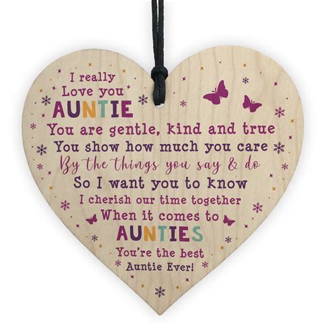 Best Auntie Ever Plaque Wood Heart Auntie Birthday Christmas T Thank