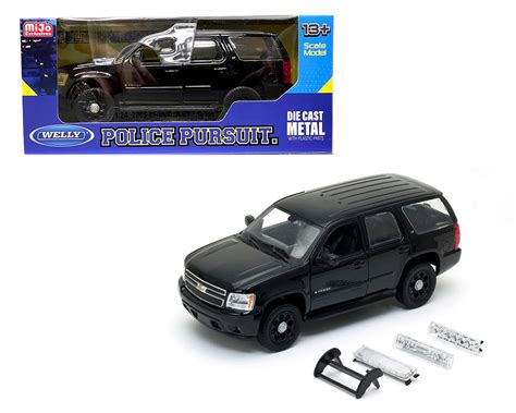 Welly 124 2008 Chevrolet Tahoe Police Version Plain Black M And J Toys
