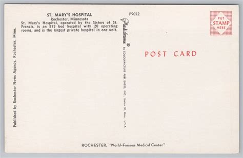 State View~st Marys Hospital Rochester Minnesota~vintage Postcard