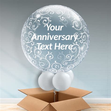 Personalisable Inflated Fancy Filigree Silver Anniversary Bubble