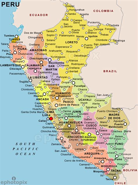 Peru Map With Cities Time Zones Map