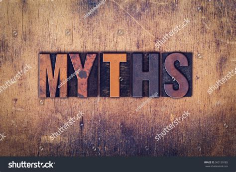 Word Myths Written Dirty Vintage Letterpress Stock Photo