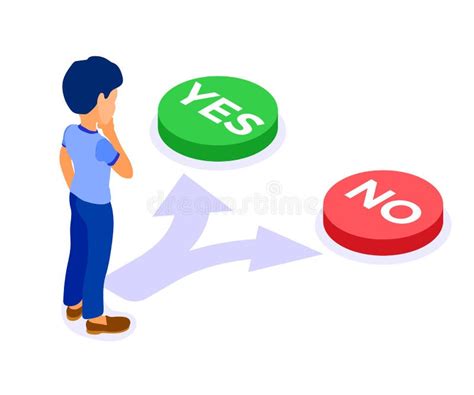 Man Faced With Choice Yes Or No Stock Vector Illustration Of Distance