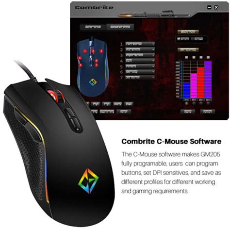 Combrite Rainbow Rgb Led Gaming Mouse Usb Wired Programmable 7 Button