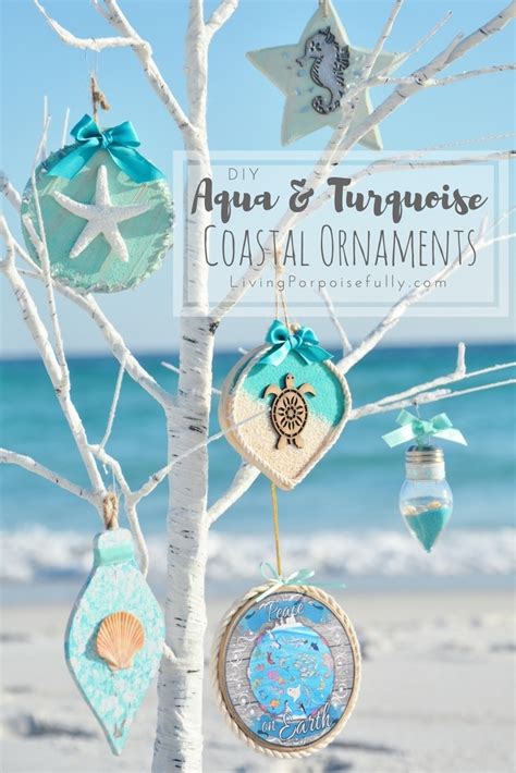 Diy Aqua And Turquoise Coastal Christmas Ornaments Living Porpoisefully