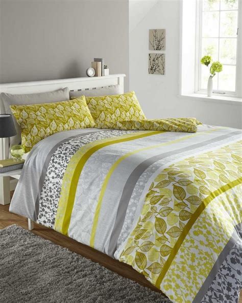 Find stylish duvet covers exclusively from pottery barn teen®. Foliage Leaves Lime Green Grey Reversible Single Duvet ...