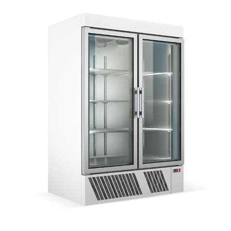 Under Mounted White Color Refrigerated Freezer Cabinet With 2 Glass