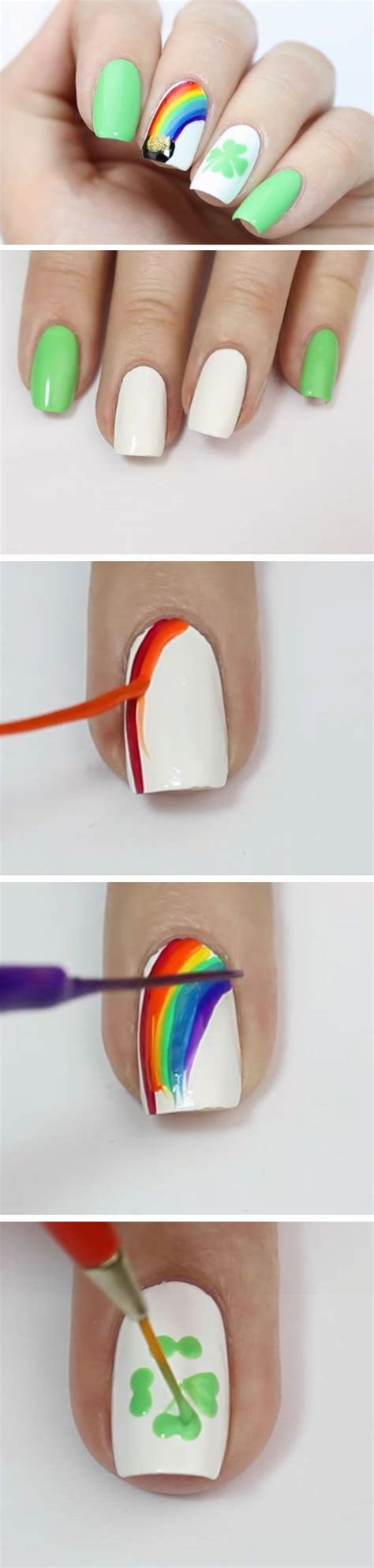 Rainbow reverse french nail design. 19 Easy St Patricks Day Nail Designs | St patricks day ...