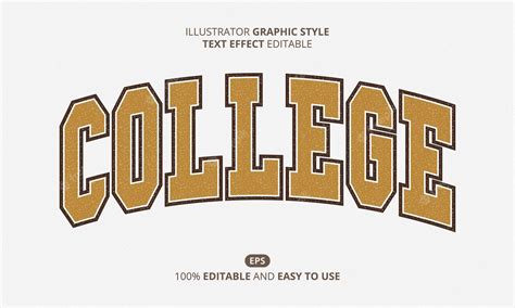 Premium Vector College Text Effect Grunge Text Style