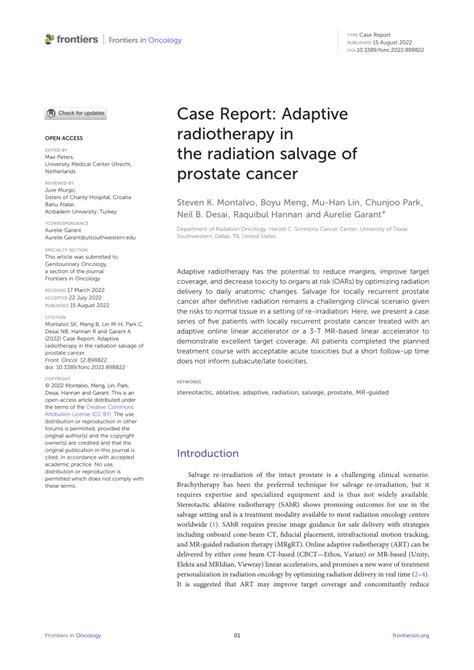 Pdf Case Report Adaptive Radiotherapy In The Radiation Salvage Of Prostate Cancer