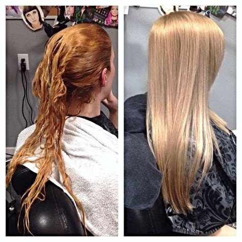 Did you dye your hair red and now you want to be a brunette again? Massive corrective color for this natural blonde who has ...