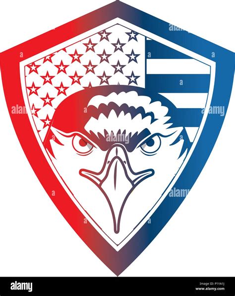 American Eagle Flag In Label Decoration Vector Illustration Stock
