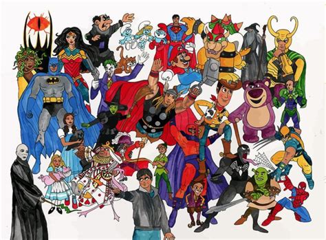 Heroes Vs Villains Superhero Poster Canvas Print Wooden