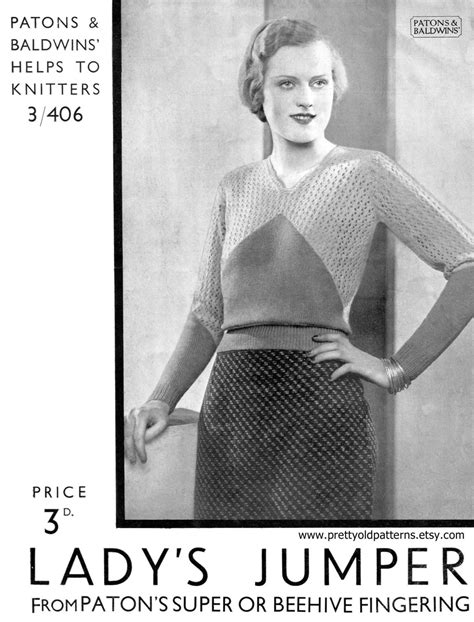 Fabulous 1920s 1930s 2 Colour Lace Jumper 36 Bust Patons Etsy Lace