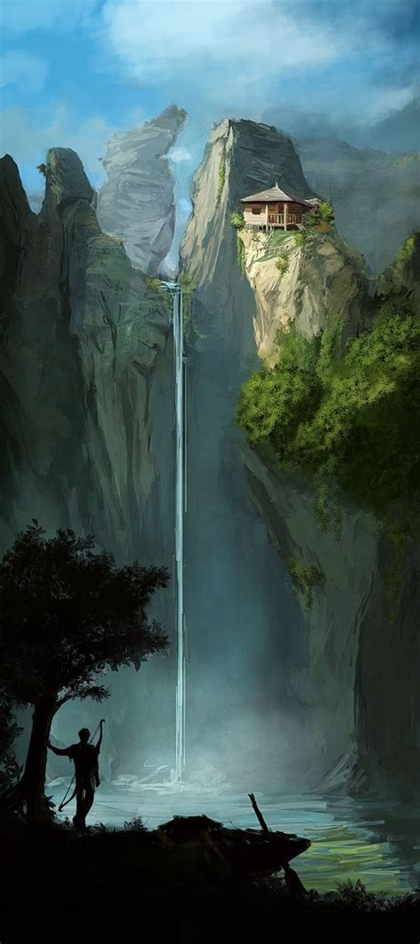 Concept Art Waterfall Fantasy Landscape Fantasy Concept Art
