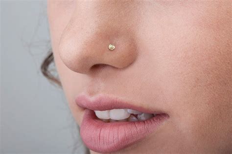 Tiny Nose Stud W Diamond Small Nostril Pin Diamond Nose Stud Dainty