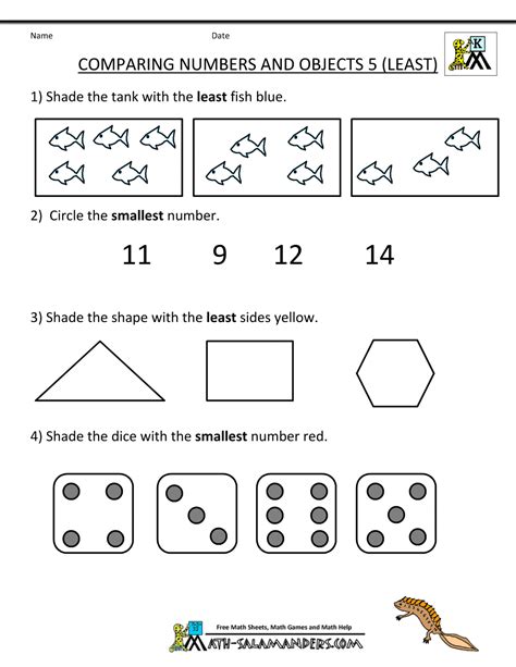 We offer a wide variety of algebra formats and types. Kindergarten Math Worksheets Comparing Numbers and Size
