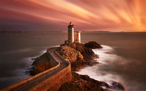 Wallpaper Lighthouse Sunset Seascape 4k Nature 18169