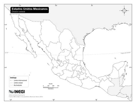 Mapa de México blanco y negro para colorear Cátedra Uno