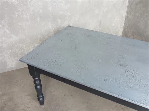 Large Bespoke Distressed Antiqued Zinc Top Dining Table