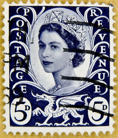 Old Stamp Gb Uk 5d Pence Predecimal Wilding 5p 5d Blue Regional Stamp