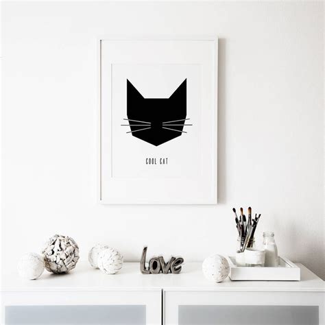 Cat Scandinavian Poster Cool Cat Scandinavian Poster Etsy