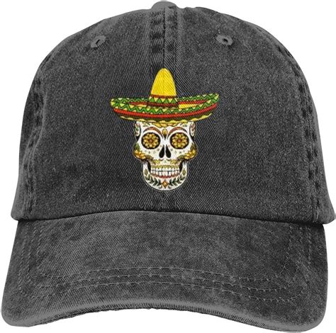 Mexican Sugar Skull Sombrero Retro Adjustable Cowboy Denim