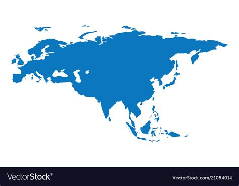 Blank Blue Similar Continent Eurasia Map Isolated Vector Image My Xxx