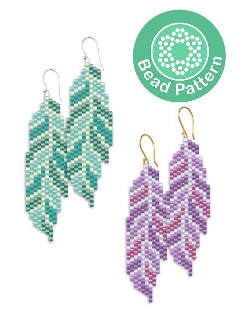 Brick Stitch Feather Earrings Beaded Feather Earrings Pattern Native
