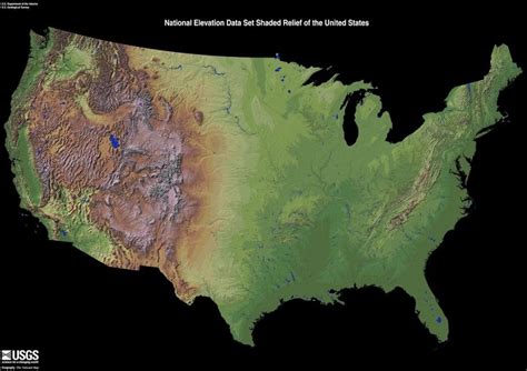 National Elevation Data Set Shaded Relief Of The Us From Usgs Map