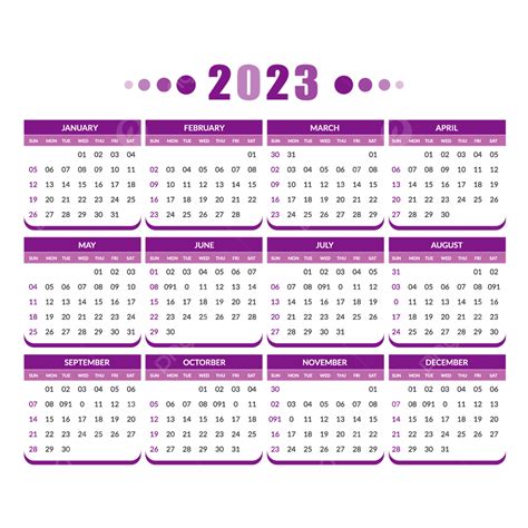 Calendar 2023 Date Pannel Vector Illustration Monthly Calendar Wall