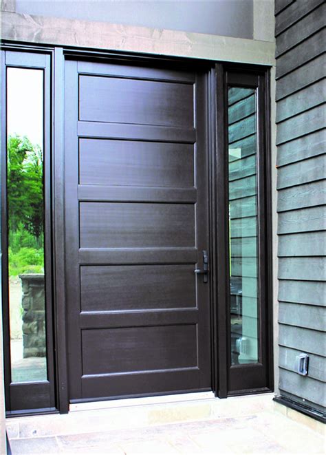 Wood Door System Solid Contemporary Style With 2 Clear Sidelights
