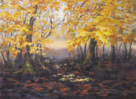 Karen Ilari Painting Autumn Forest Painting With Saturated Color