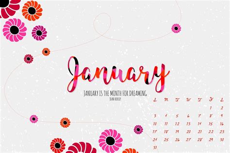 Free Download January Calendar Floral Wallpaper Download In High
