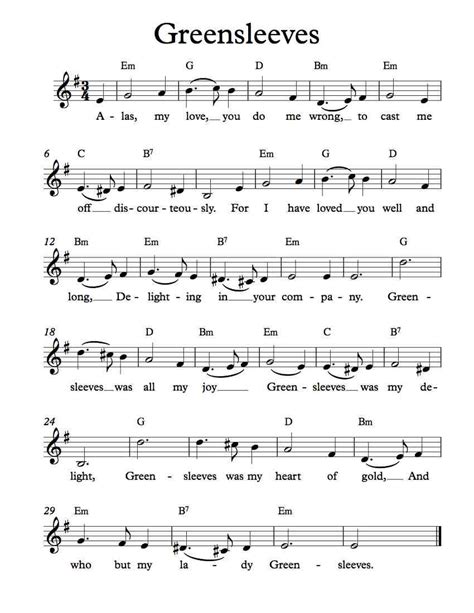 There is a persistent belief that greensleeves was composed by king henry viii for his lover and future queen consort anne boleyn. Free Sheet Music - Free Lead Sheet - Greensleeves | Saxophone sheet music, Sheet music, Piano ...