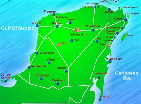 Yucatan Tourism Maya Ruins Map Tulum Pinterest