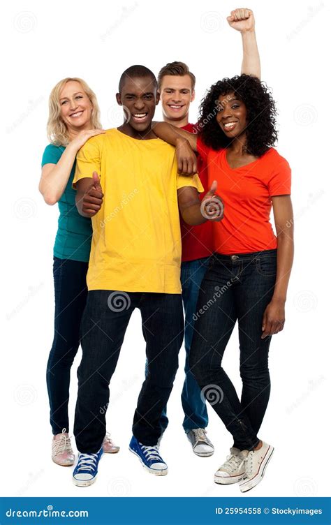 Portrait Of Joyful Young Group Of Friends Stock Photo Image Of