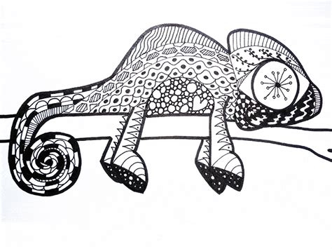 Chameleon Zentangle Art Project The Crafty Classroom